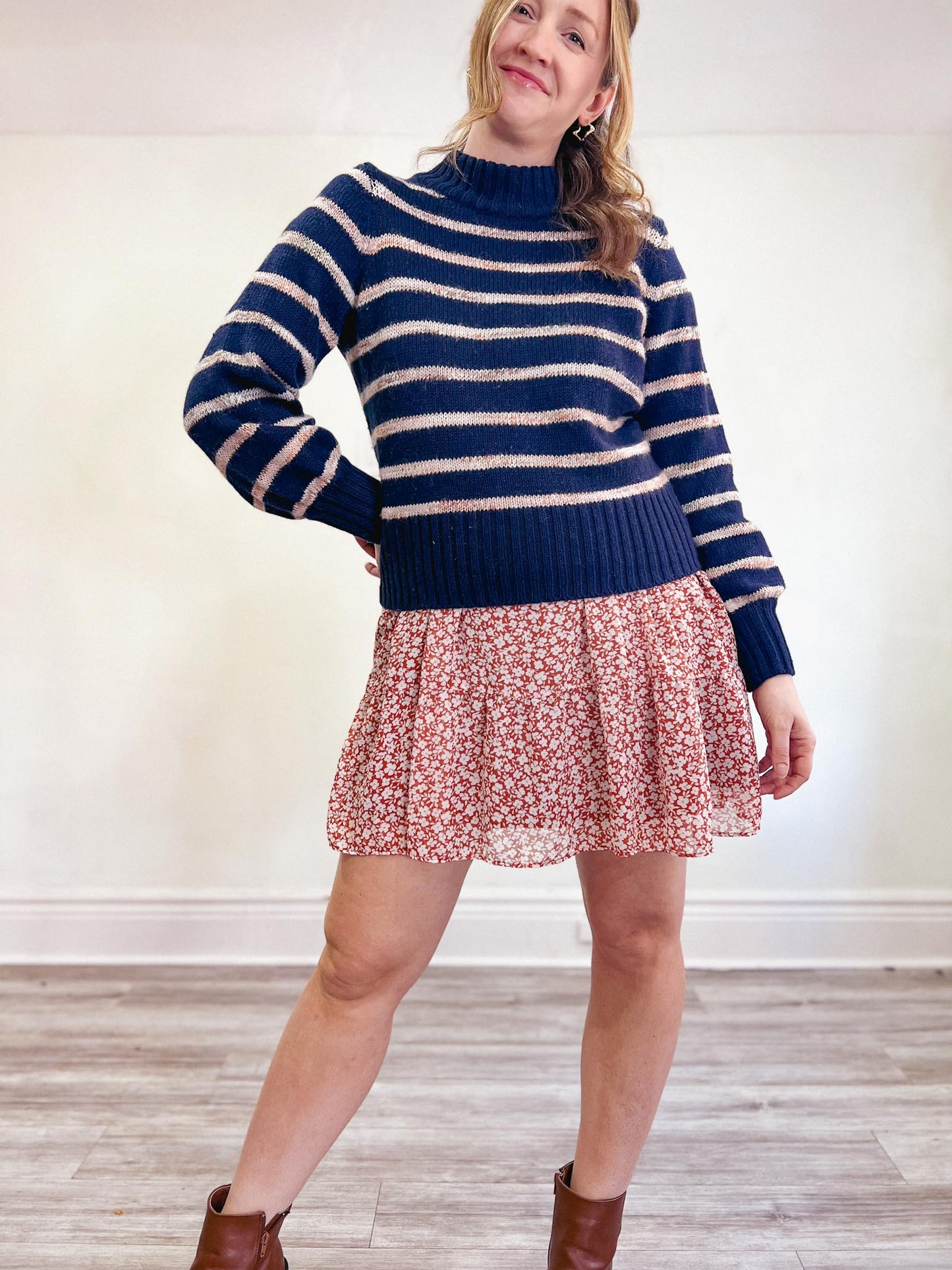 Madewell  Striped Metcalf Chunky Knit Sweater in Navy" (Size M/L)