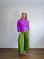 JIGSAW "Silk Front Ruched Waist Top in Purple" (Size L)