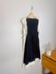 See by Chloe Designer Midi Dress in Black with White Ruffle (Size L)
