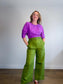 JIGSAW "Silk Front Ruched Waist Top in Purple" (Size L)