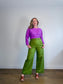 JIGSAW "Silk Front Ruched Waist Top in Purple" (Size L)