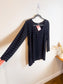 MiiK Slow Fashion Long Sleeve Top in Black Grey Stripe (Size XL)