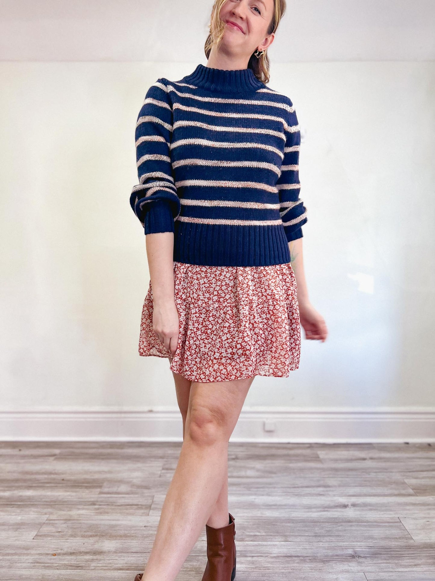 Madewell  Striped Metcalf Chunky Knit Sweater in Navy" (Size M/L)