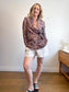 J.Crew Wrap Style Blazer with Dusty Rose Leaf Print (Size S/M)