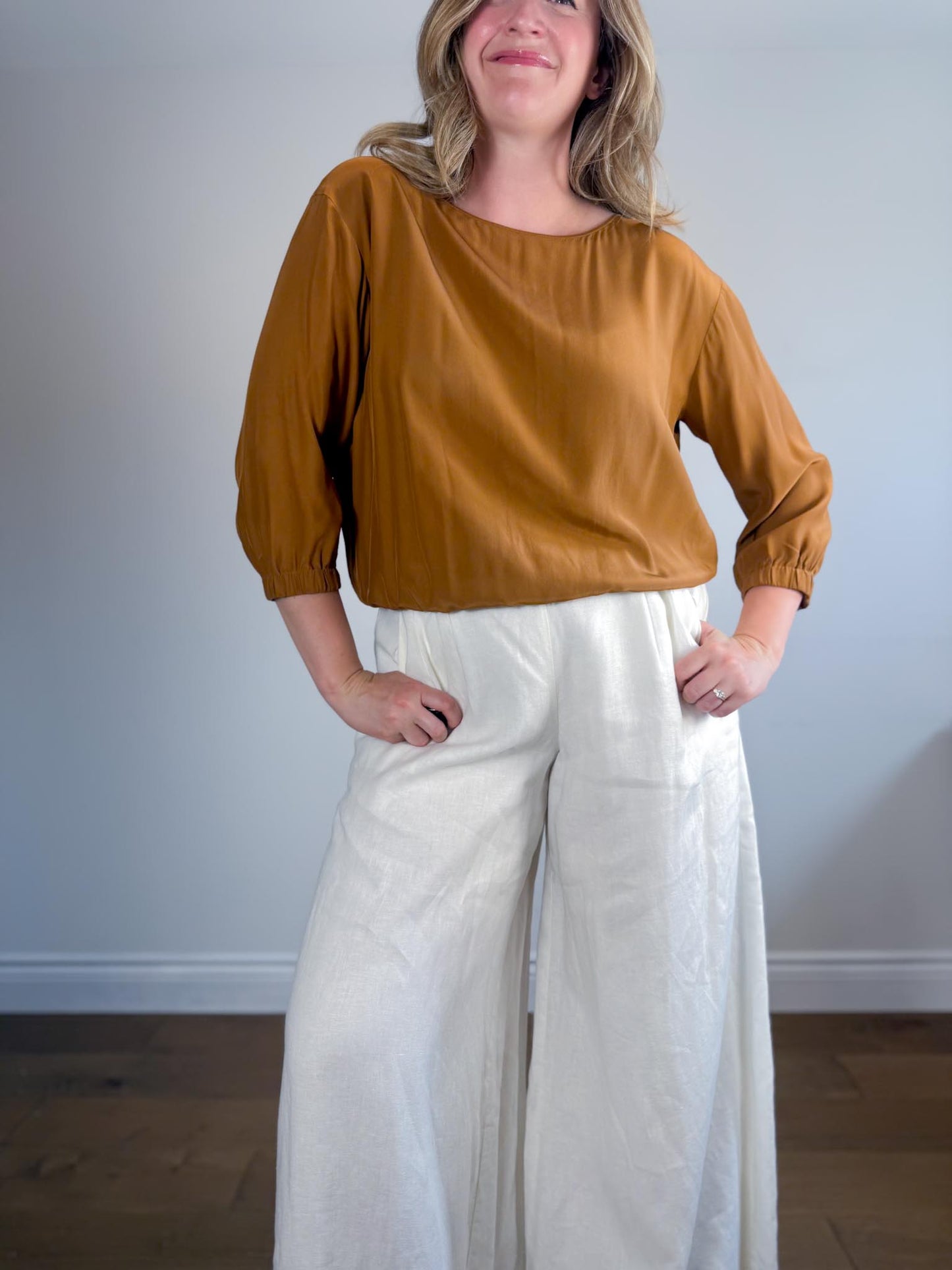 Lafayette 148 Silk Blouse in Brown SOLD AS (Size L)