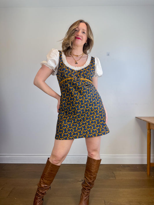 Anthropologie "Maeve Puff-Sleeve Twofer Mini Dress" (Size L)
