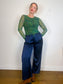 Abercrombie Satin Wide Leg Trousers in Navy (Size 31)