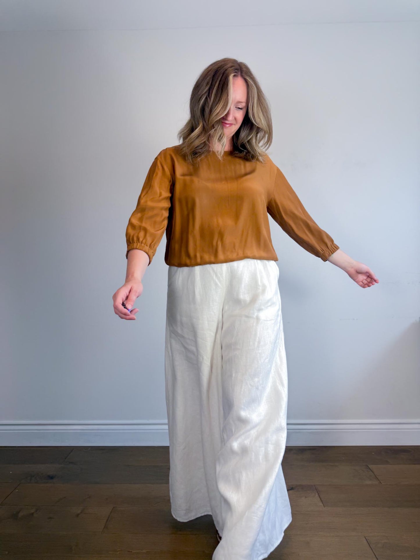 Lafayette 148 Silk Blouse in Brown SOLD AS (Size L)