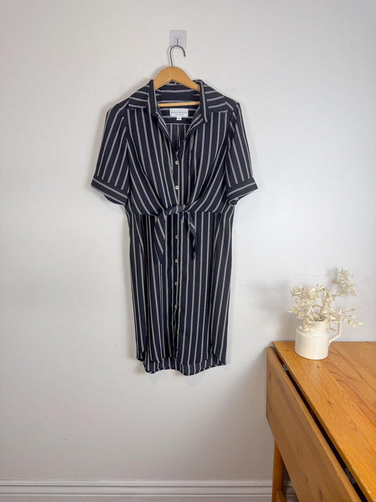 Brenda Beddomme Striped Shirt Dress in Black/White (Size 12)