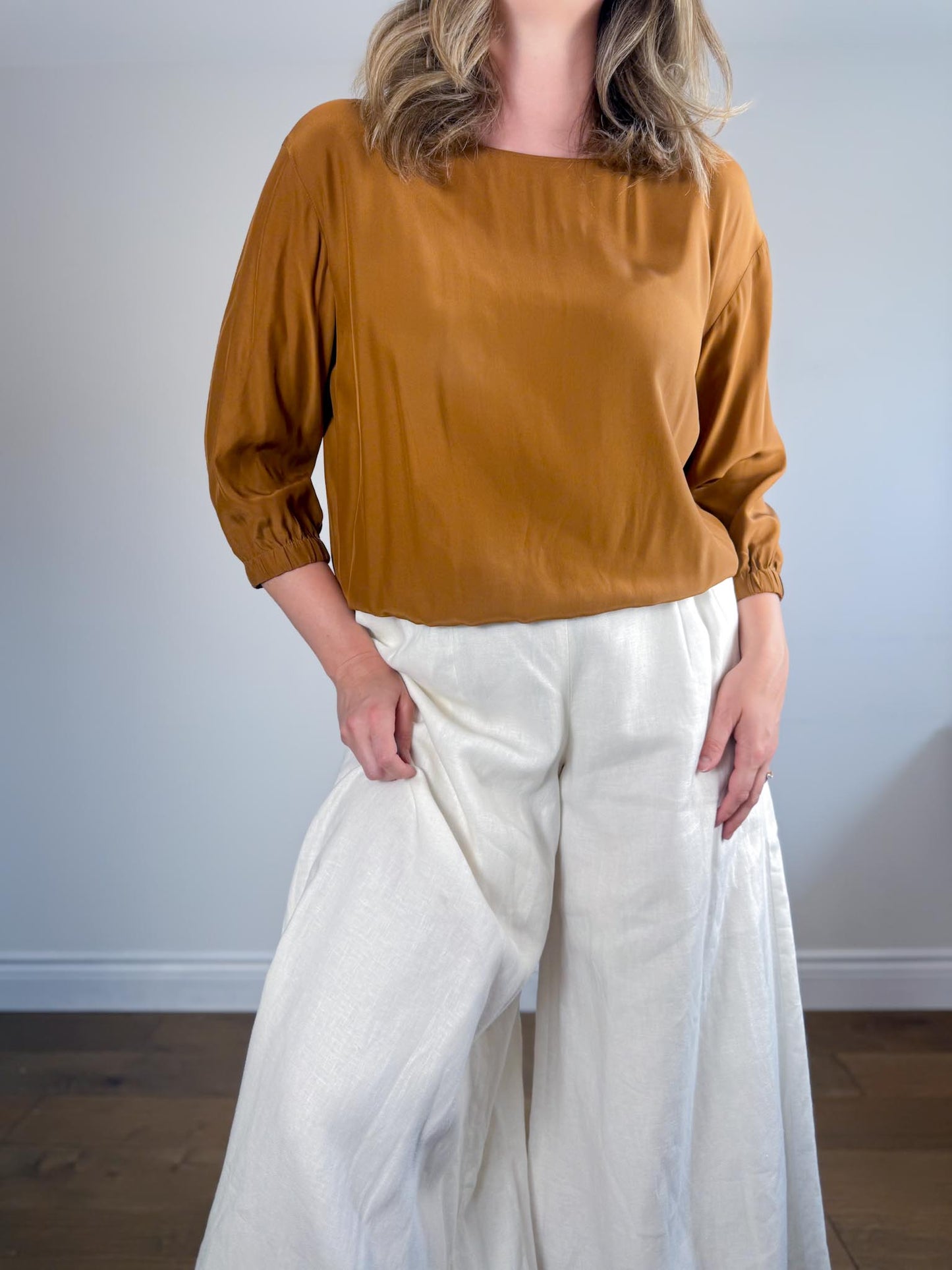 Lafayette 148 Silk Blouse in Brown SOLD AS (Size L)