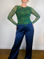 Abercrombie Satin Wide Leg Trousers in Navy (Size 31)