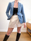 Tibi Designer Velvet Blazer in Blue (Size M)
