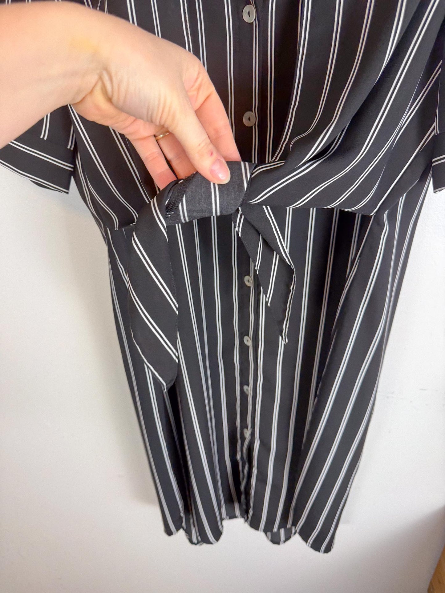 Brenda Beddomme Striped Shirt Dress in Black/White (Size 12)