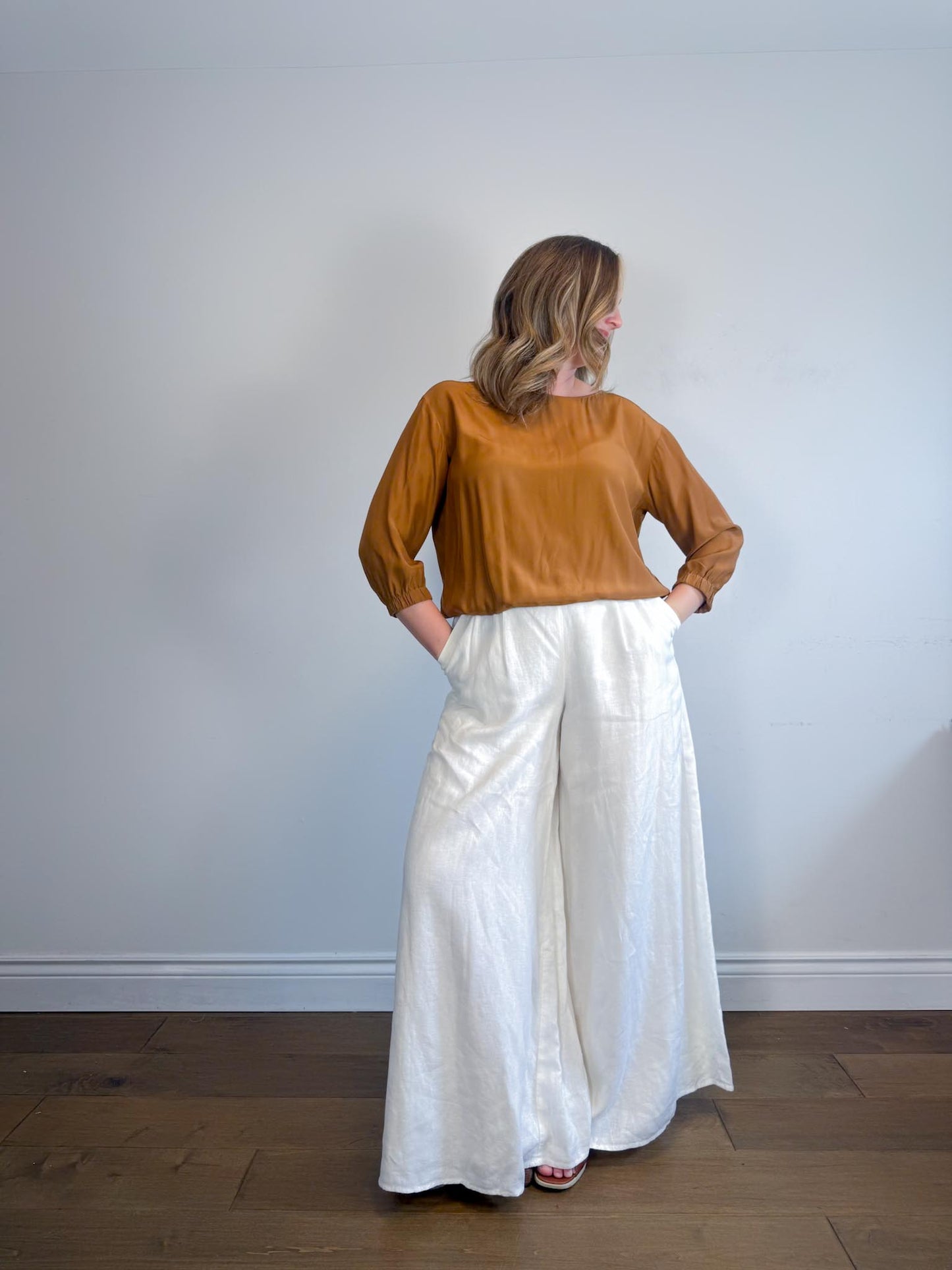 Lafayette 148 Silk Blouse in Brown SOLD AS (Size L)