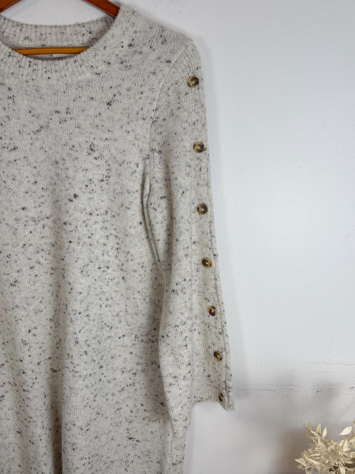 Madewell "Donegal Button-Sleeve Sweater-Dress in Heathered Grey" (Size M)