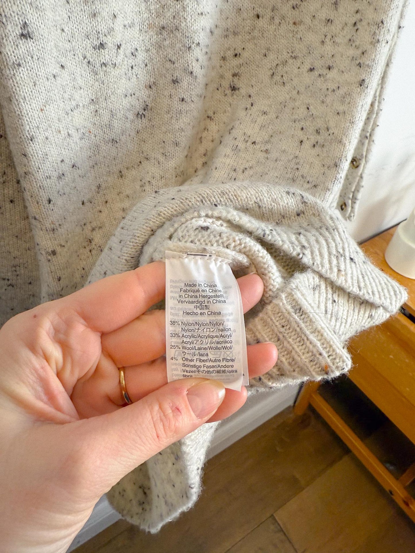 Madewell "Donegal Button-Sleeve Sweater-Dress in Heathered Grey" (Size M)