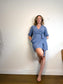 Everlane "The Japanese GoWeave Long-Sleeve Mini Wrap Dress in Blue" (Size S/M)
