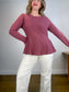 Contemporaine Simons Long Sleeve Peplum Top in Dusty Rose NWT (Size XL)
