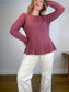 Contemporaine Simons Long Sleeve Peplum Top in Dusty Rose NWT (Size XL)