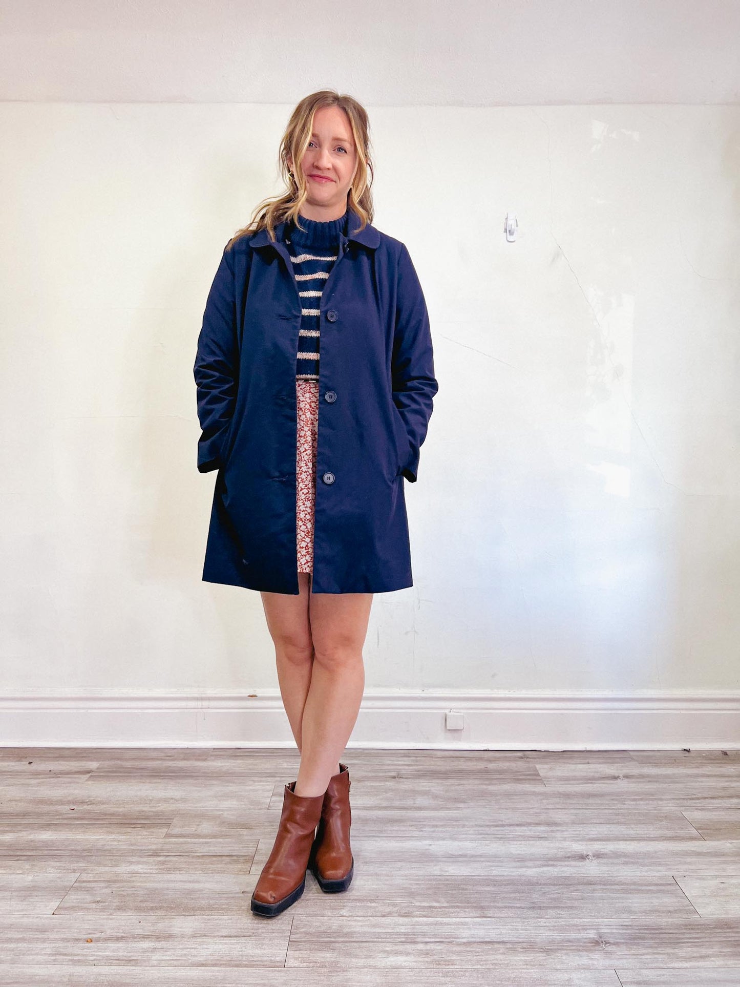 COS Lightweight Navy Trench Coat (Size L)