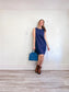 COS Wool Blend Shift Dress with Pockets in Slate Blue (Size L)