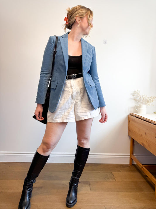 Tibi Designer Velvet Blazer in Blue (Size M)