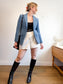 Tibi Designer Velvet Blazer in Blue (Size M)