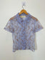 Vintage Annie Thompson Sheer Floral Blouse in Blue (Size S)