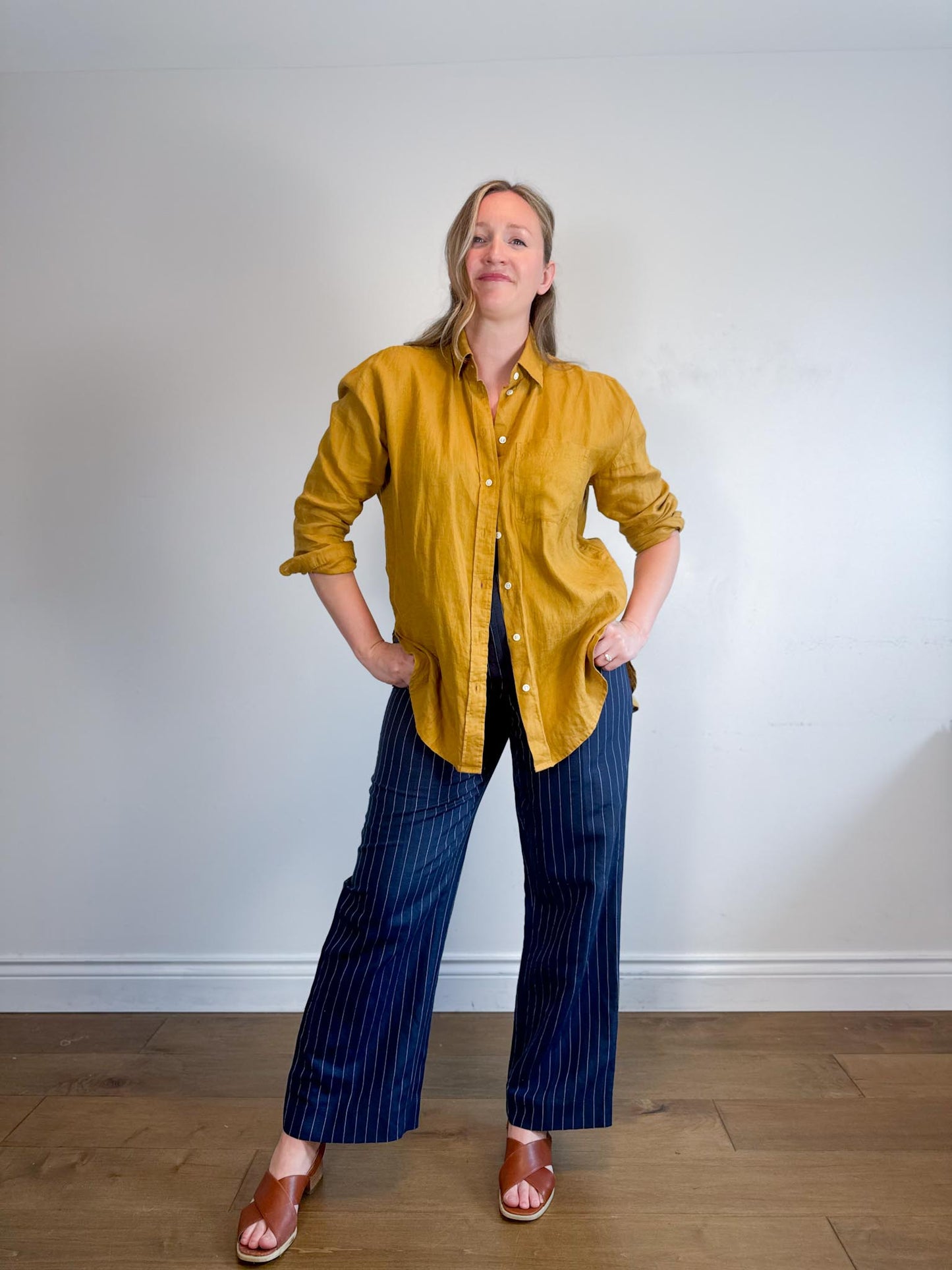 Banana Republic Linen Blouse in Mustard (Size M)