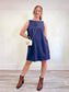 COS Wool Blend Shift Dress with Pockets in Slate Blue (Size L)