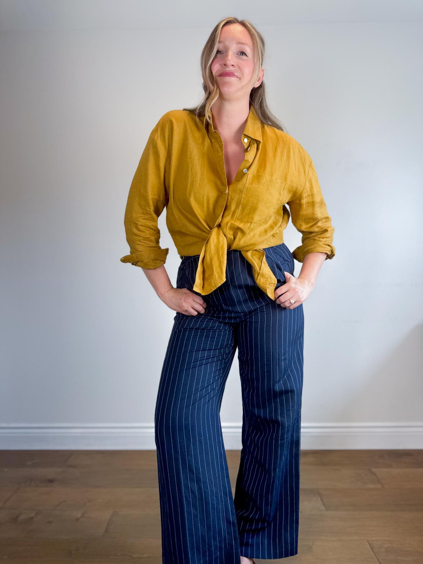 Banana Republic Linen Blouse in Mustard (Size M)