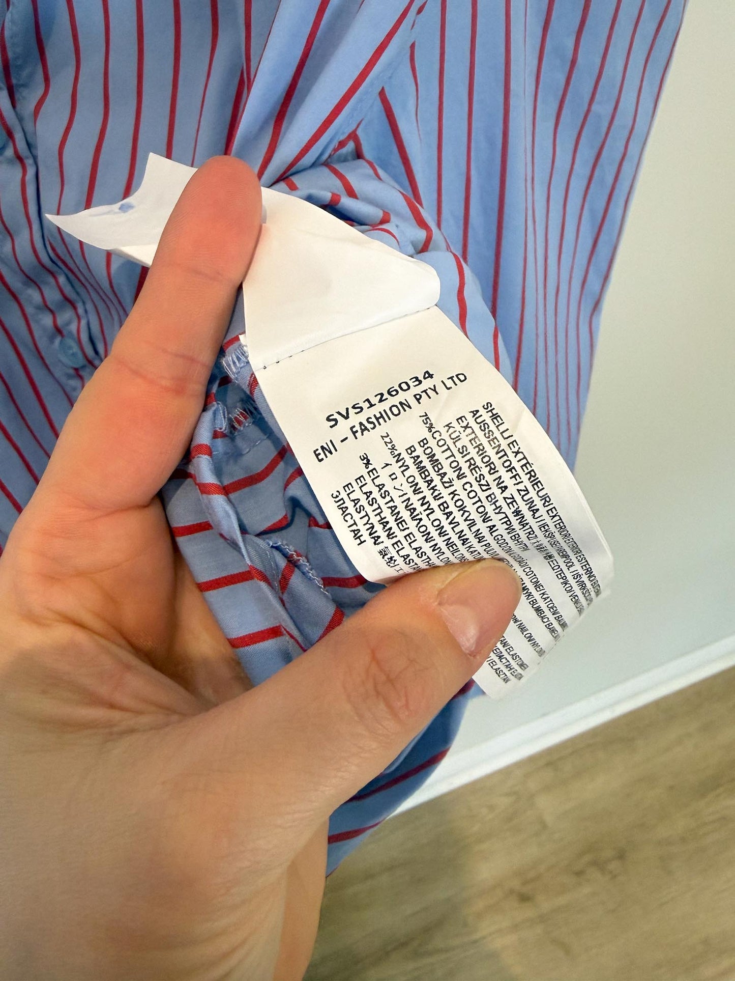 SOVERE Studio "Taven Shirt in Cornflower Stripe" (Size M/L)