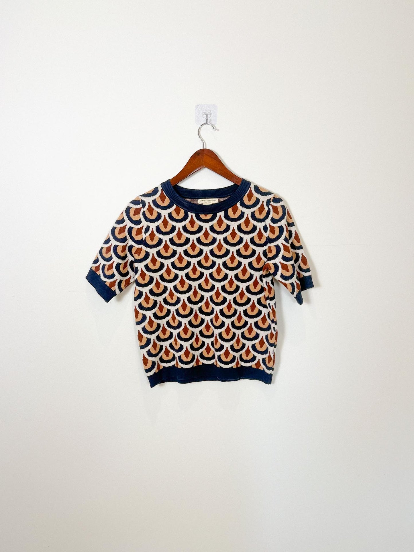 Christian Siriano Knit Sweater Tee in Geometric Print (Size S/M)