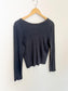 Citizens of Humanity "Aideen Ribbed Henley Top in Charcoal" (Size L)