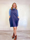 COS Wool Blend Shift Dress with Pockets in Slate Blue (Size L)