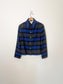 Vintage Plaid Wool Cropped Shacket in Blue/Grey (Size M)
