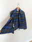 Vintage Plaid Wool Cropped Shacket in Blue/Grey (Size M)