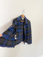 Vintage Plaid Wool Cropped Shacket in Blue/Grey (Size M)