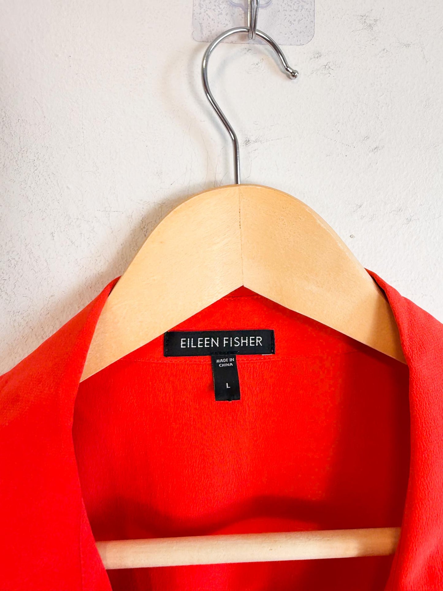 Eileen Fisher Silk Blouse in Orange Coral SOLD AS IS (Size L)