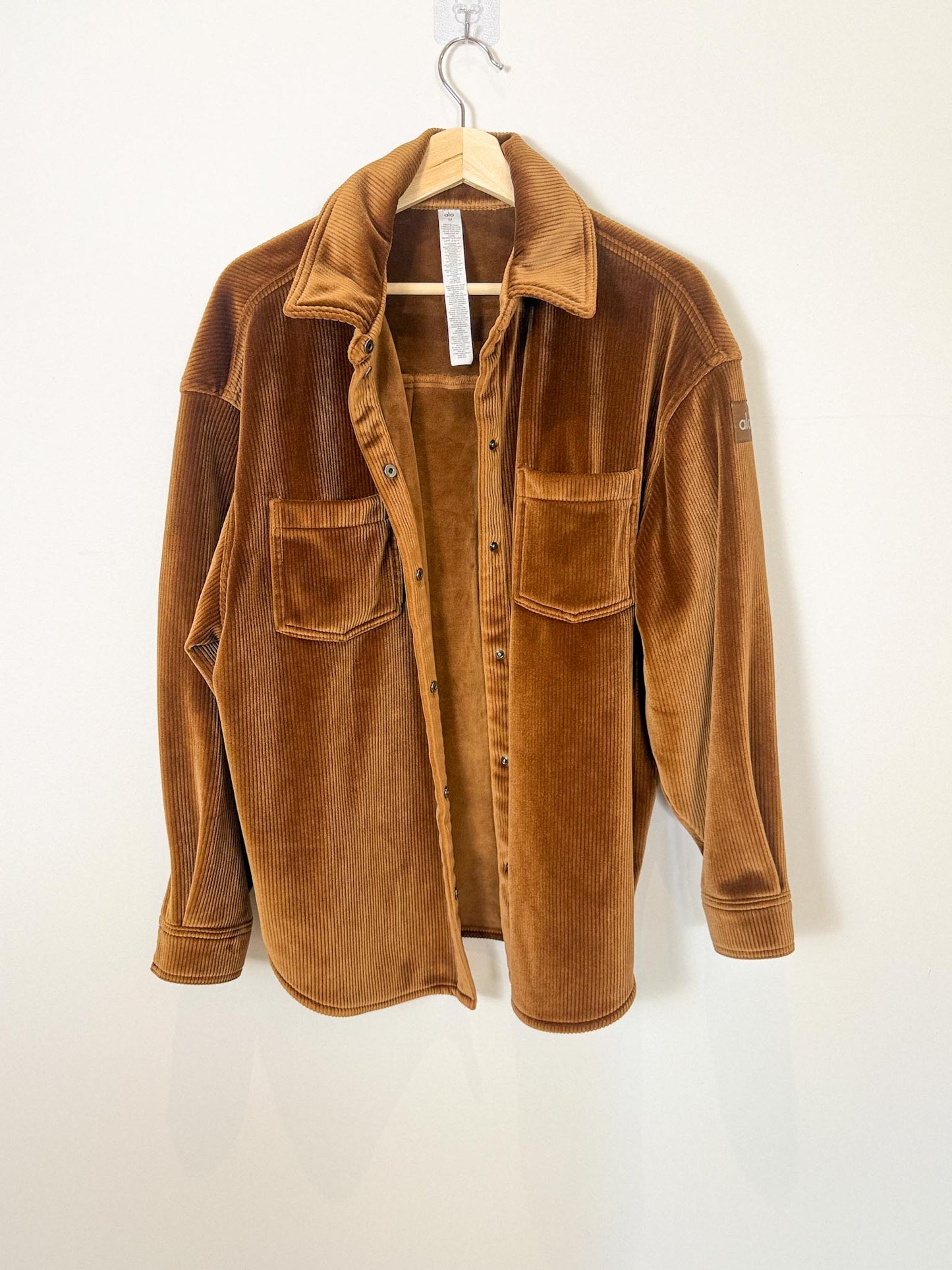 ALO Yoga "Ribbed Velour Mountain Side Shacket in Brow" (Size M/L)