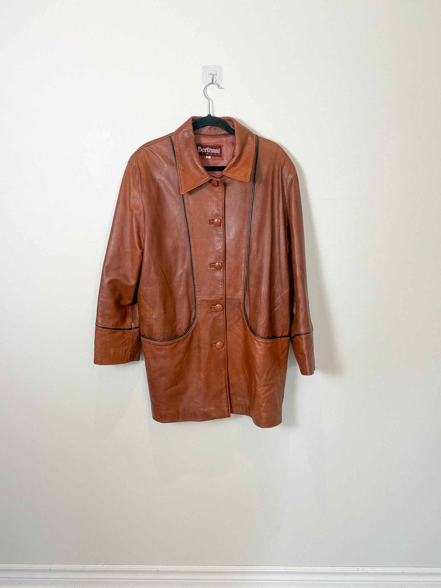 Vintage Bertanni Leather Jacket in Brown (Size L)