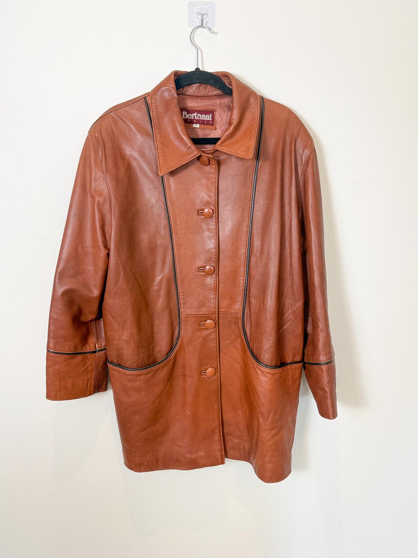 Vintage Bertanni Leather Jacket in Brown (Size L)