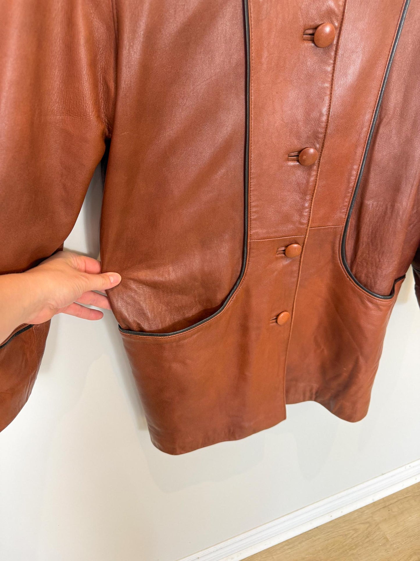 Vintage Bertanni Leather Jacket in Brown (Size L)