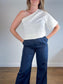 Banana Republic Cotton One Shoulder Top in White (Size L)