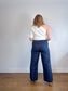 Club Monaco Pinstriped Linen Trousers in Navy/White (Size 10)