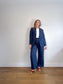 Club Monaco Pinstriped Linen Trousers in Navy/White (Size 10)