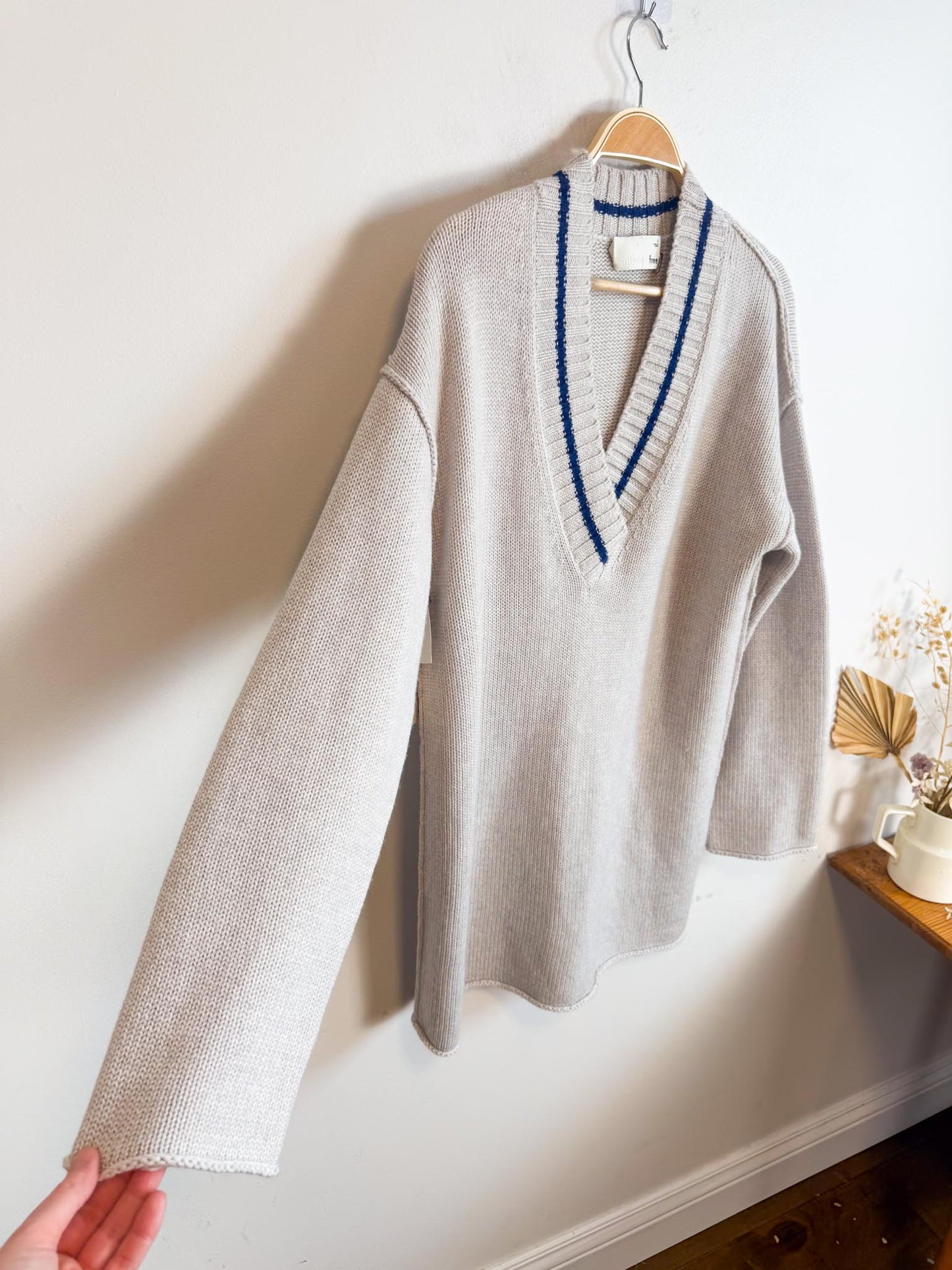 Wilfred  Free Merino Wool "Vanders Sweater Dress in Grey/Blue" NWT SOLD AS IS (Size L)