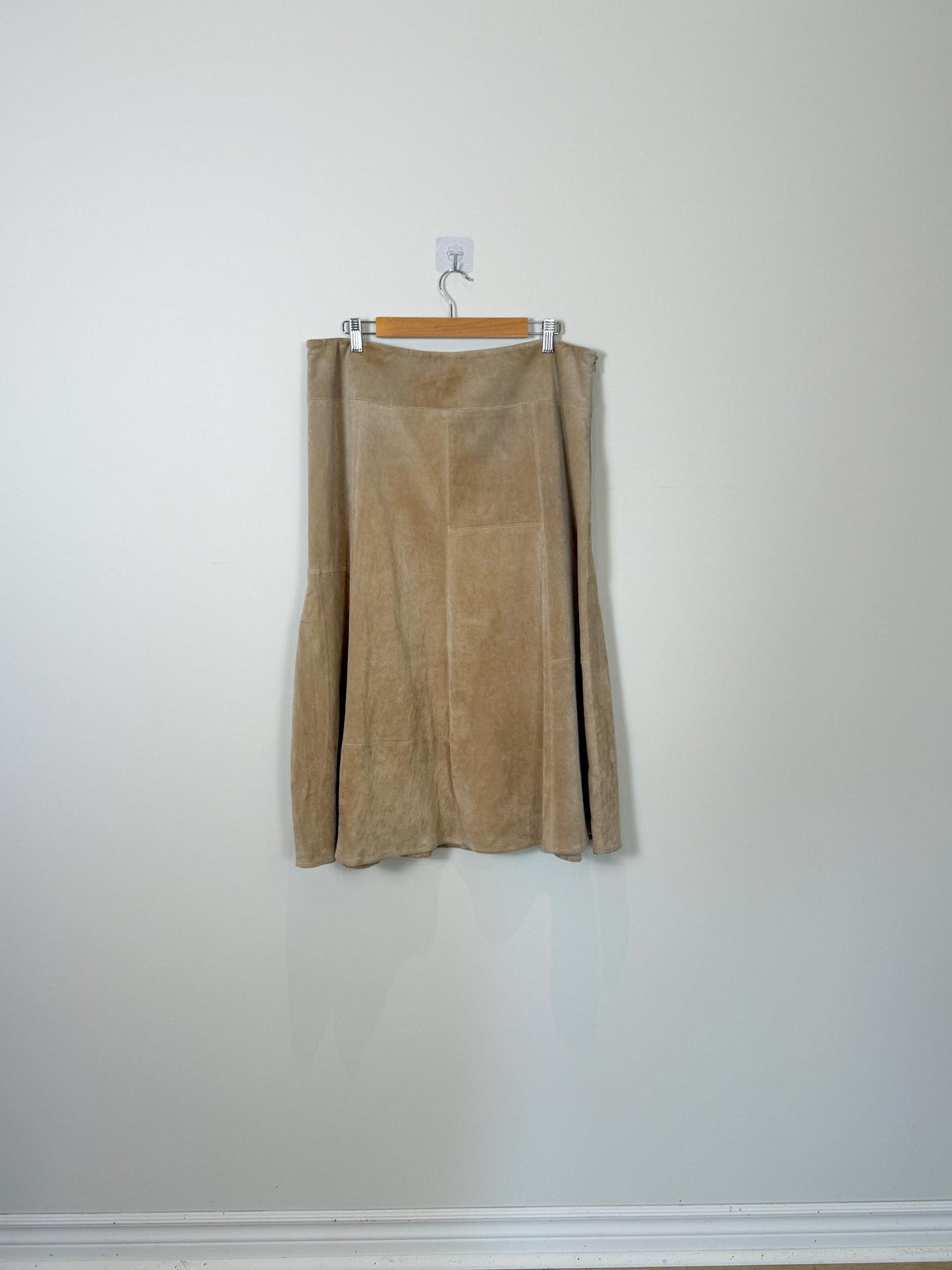 Vintage Leather Midi Skirt in Beige SOLD AS IS (Size XL)
