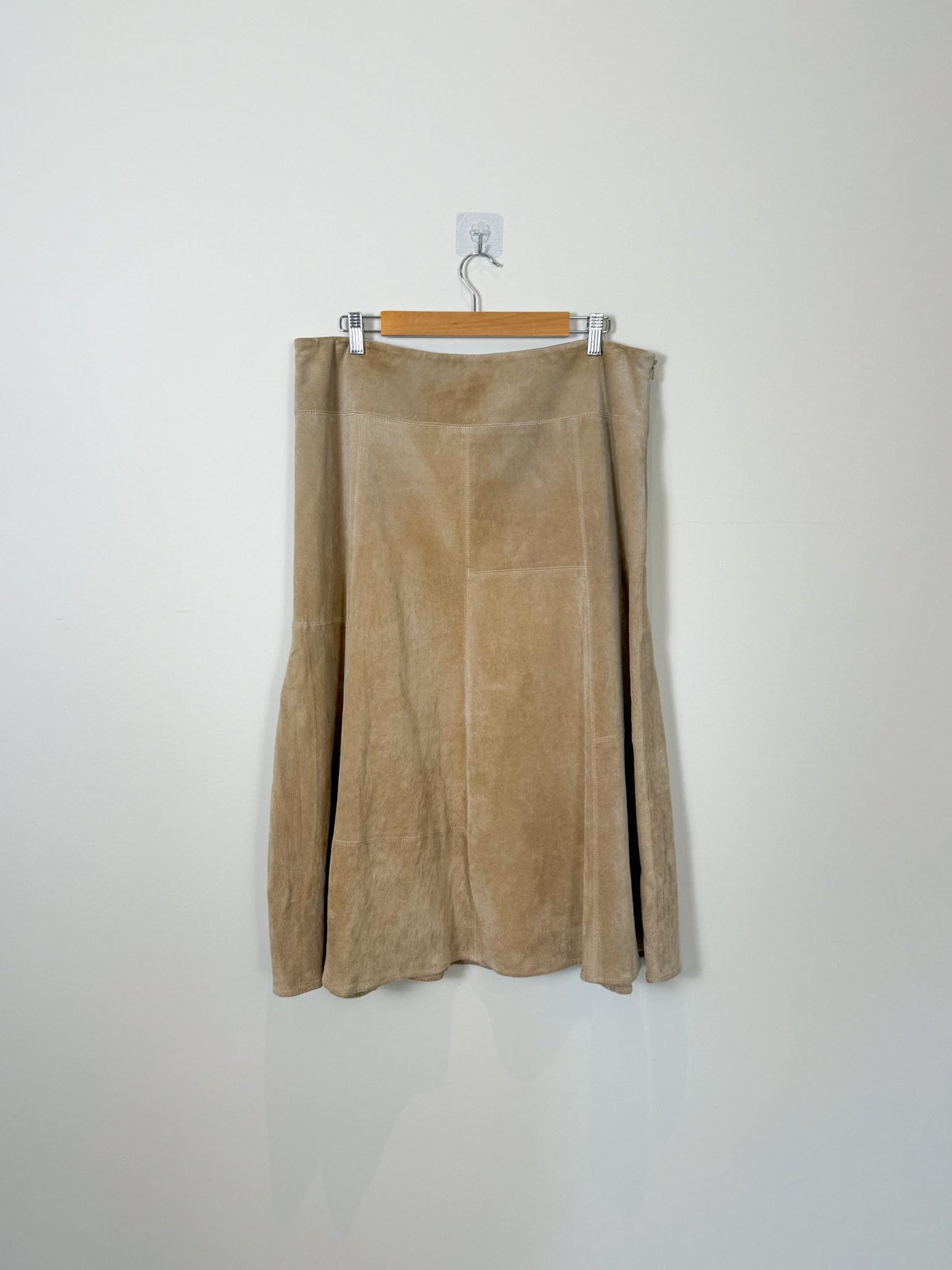 Vintage Leather Midi Skirt in Beige SOLD AS IS (Size XL)