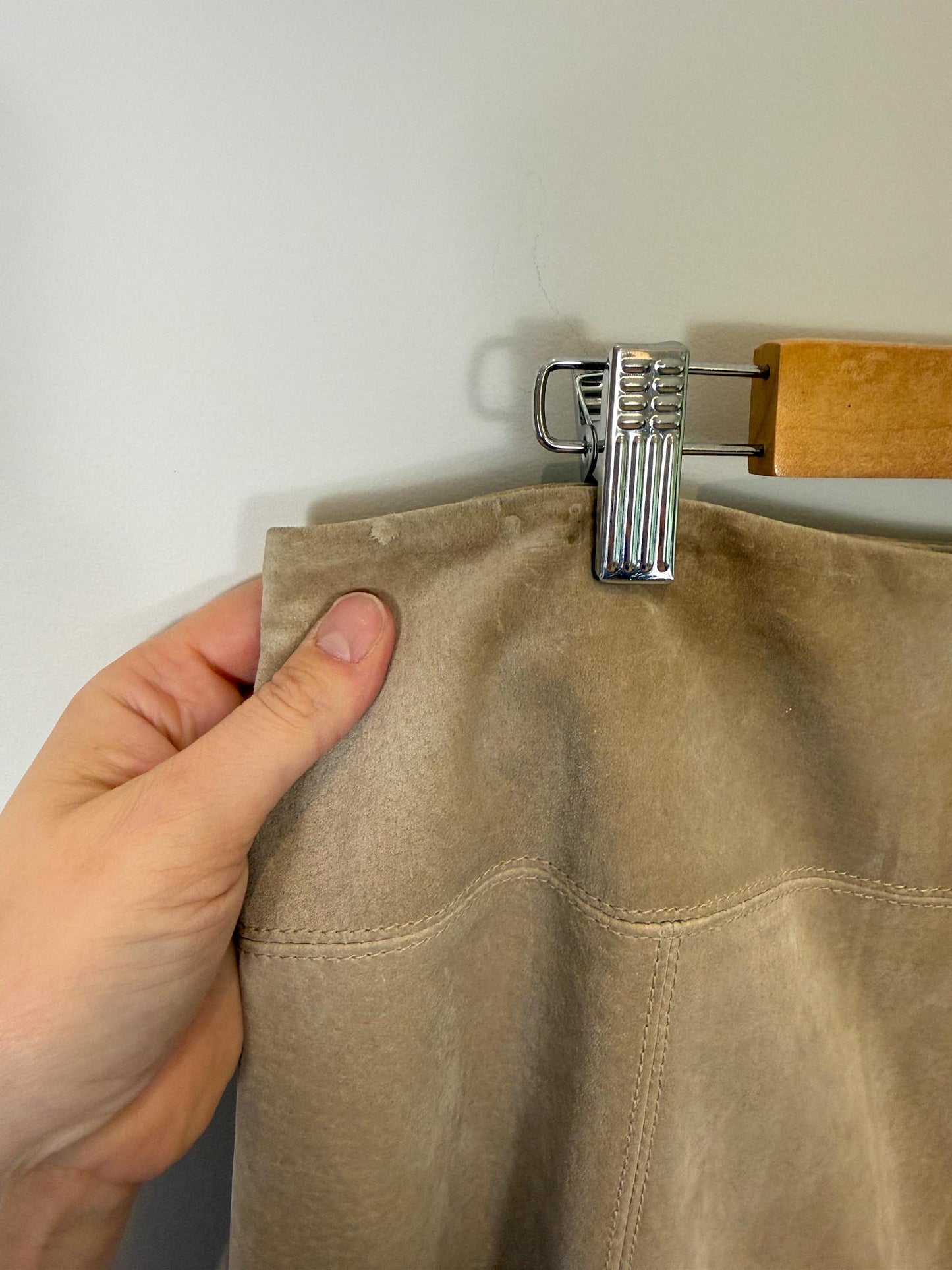 Vintage Leather Midi Skirt in Beige SOLD AS IS (Size XL)